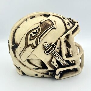 Seattle Seahawks NFL Football Skull Helmet Sculpt Fan Cave Decor Gift Resin 6"